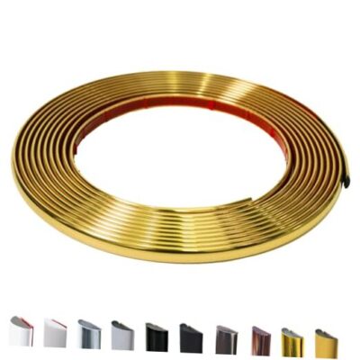 Peel and Stick Trim D-Shape Flexible and Self Adhesive Trim 26.2 Ft Shiny Gold
