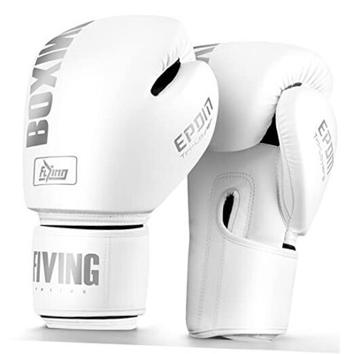 FIVING Boxing Gloves for Men and Women Suitable for Boxing 12oz White