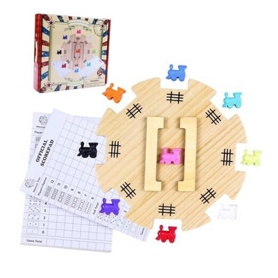 Mexican Train Dominoes Accessories Set - 1 Pine Wooden Mexican Train Hub with 