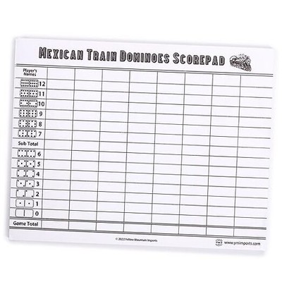 Mexican Train Dominoes Scorepad - 50 Sheets 