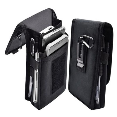 Dual Phone Holster,Belt Phone Pouch, Large Smartphone Pouch Cell Phone Black A