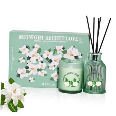 Reed Diffuser Set 3.5oz Aroma & Jar Candle Sets Elegant Floral Scent Gardenia