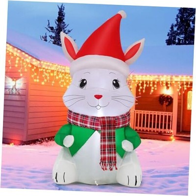  4.5 FT Christmas Rabbit Inflatable Decoration Blow Up Bunny Outdoor Christmas 