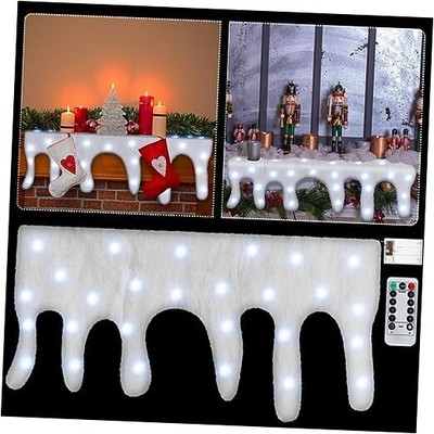  Christmas Snow Blanket with LED Lighted Table Runner 59 x 16 Inch Pure White