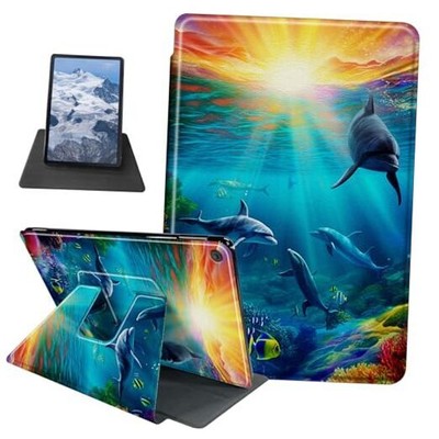 Ocean with Dolphins Pattern Case for All-New Fire 7 2022 Ocean With Dolphins