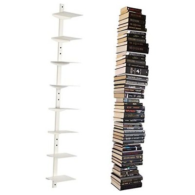 Invisible Floating Bookshelf for Wall Mounted, 8 Tier Vertical 4PC-8 Tier White