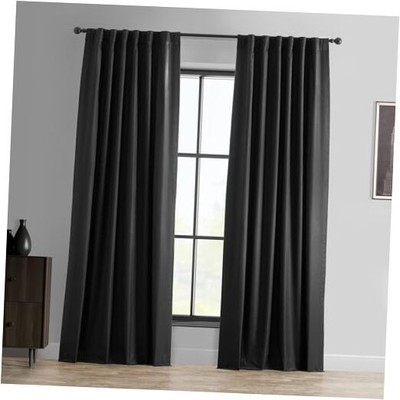  Essential Solid Blackout Curtains for 50''W x 96''L (Pack of 1) Deep Black