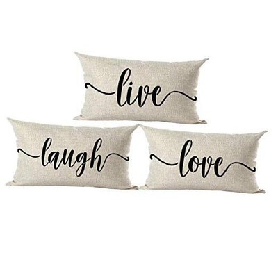  Set of 3 Black Word Art Live Laugh Love Gift for Friends Family Lover 