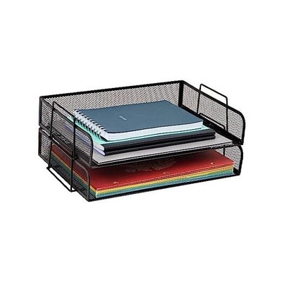 Mind Reader Stackable Paper Tray, 2 Pcs., Desktop Organizer, 2 Pieces Black