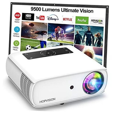  Native 1080P Projector Full HD, 9500Lux Movie Projector with 150000 Hours LED 