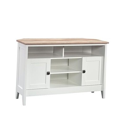 Sauder August Hill Corner TV Stand, Soft White Finish