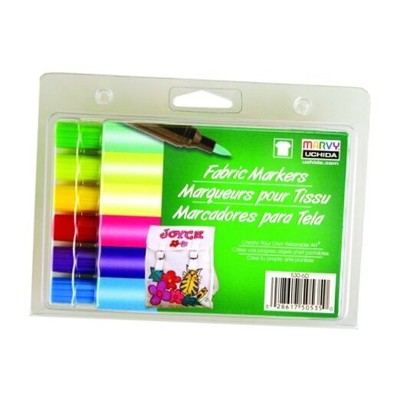 Uchida 530-6D Marvy Brush Tip Brilliant Color Fabric Marker Set 
