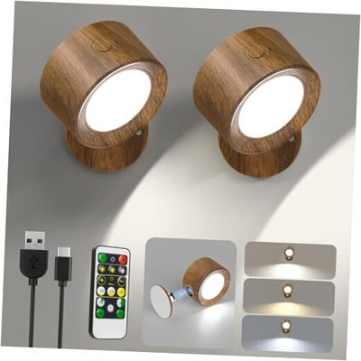  LED Wall Lights, Wall Sconces 2 Pcs with Remote Rechargeable Battery 