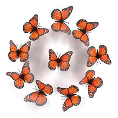 Monarch Butterfly Easter Wall Decals 3D Butterflies Wall Sticker Easter Orange