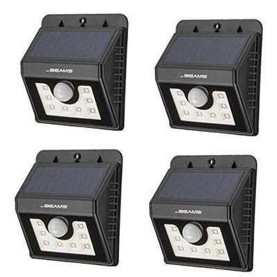Mr Beams Solar Wedge 8 LED Security Outdoor Motion Sensor Wall 4-Pack Black