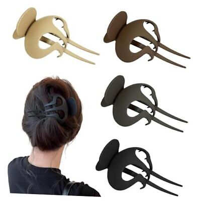  4 Pack 4.9'' French Curved Flat Hair Claw Clips for Women Girls Style3:4Pcs