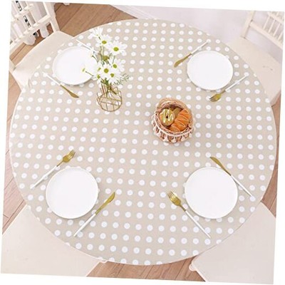 Round Vinyl Fitted Large Round Fits Table up 45''-56'' Diameter White Dots