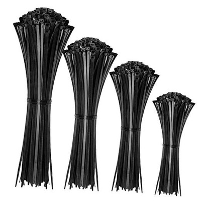 Cable Zip Ties,400 Pack Assorted Sizes 12+8+6+4 4+6+8+12-Inch(400PCS Set) Black