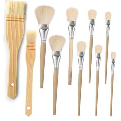 10 PCS Assorted Size Paint Brush Gilding Brush Gold Leaf Goat Hair Duster Flat