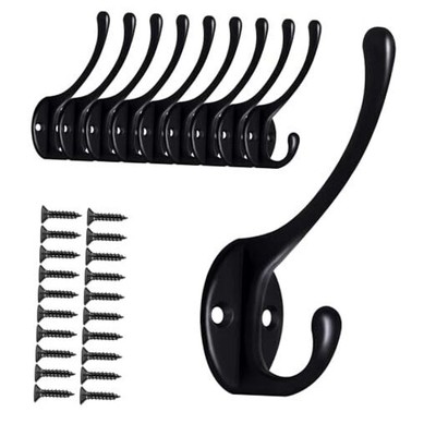 Wall Hooks for Hanging, 10-Pack Heavy Duty Metal Coat Hooks, for 10pack-Black