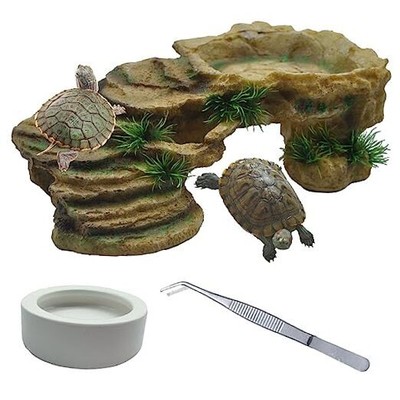  Turtle Basking Platform,Tortoise Resin Climbing Rock Rectangular 【Type：B】