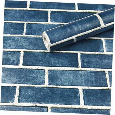 Brick Wallpaper Peel and Stick Wallpaper Self-Adhesive 17.7'' X 118'' Blue