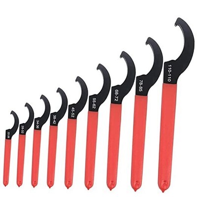 Coilover Wrench, Hook Wrenches Tools Set Shock Spanner Wrench set C-Shape 9PCS