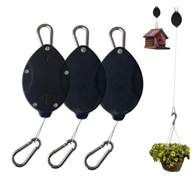2024 Plant Pulleys for Hanging Plants,Auto Raise and Pull Black-3 Packs
