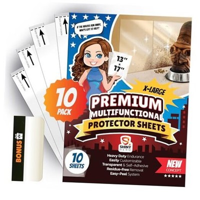 Wall Shield Clear Plastic Sheets - Door Protector 10-Pack: 13x17'' Clear Sheets