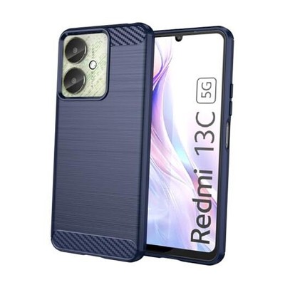 for Xiaomi Redmi13C Phone case, Shockproof, Scratch Resistant Carbon Fiber Blue