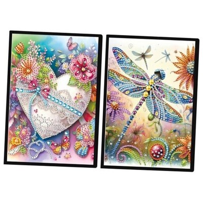  2 Pack 5D Diamond Painting Notebooks A5 Blanc Love Heart Dragonfly DIY 