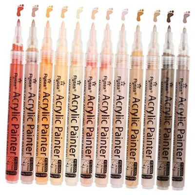 NAWOD Skin Tones Art Markers, Acrylic Paint Pens Set of 12 12 Skin Tone Colors