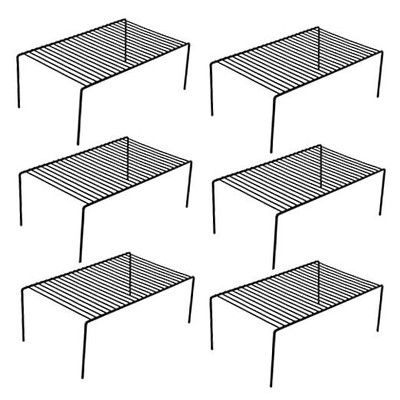 Cabinet Storage Shelf Rack Set of 6, Medium (13 x 9.4 inch) Rustproof Black