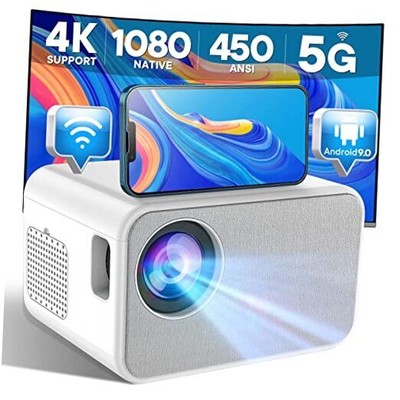 Native 1080P Projector,450 ANSI Lumen 4K Supported mini Projector,4P/4D 