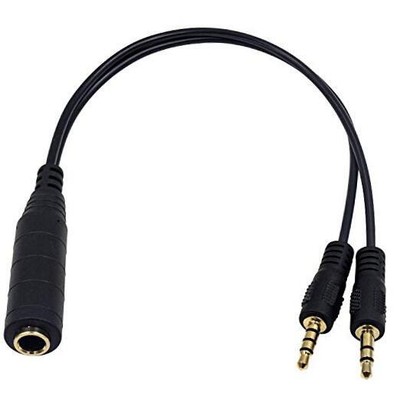  6.35mm to 3.5mm Headphone Jack Adapter Cable, Gold-Plated 2X 3.5mm 2x3.5mm M