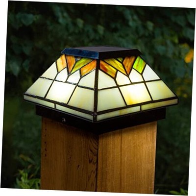 WG322 Stained Glass Wellington Solar Post Cap, 5" x 5"