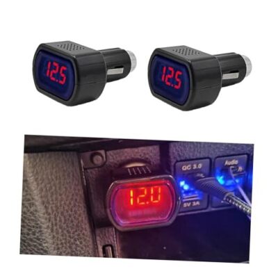 Car LED Cigarette Lighter Voltmeter, DC 12V 24V Battery Voltage Digital 2 PCS