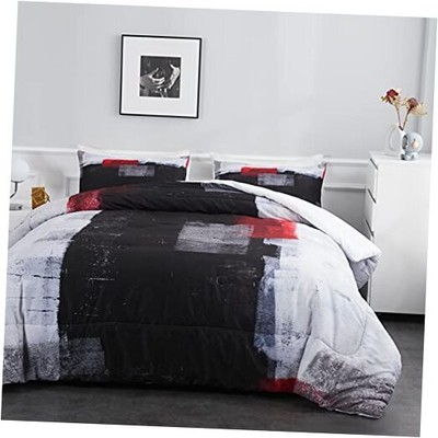 Red Comforter Set Red and Black Comforter Set-3 Pieces 1 Red Queen Abstract01