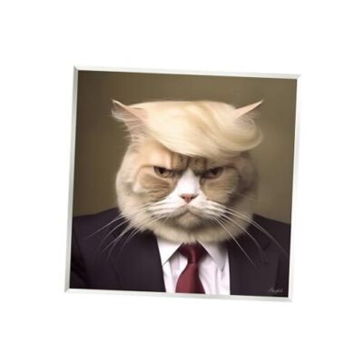 Stupell Industries Trump Cat Portrait Wall Plaque Art by Roozbeh 