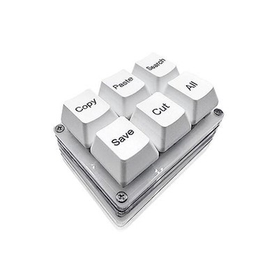  Copy Paste Search Save Cut All 6-Key Keyboard One Handed OSU Keypad white