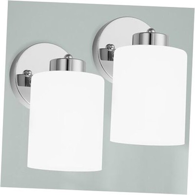 Frosted Wall Sconce Set of Two,Sconce Bathroom Lighting,Modern Vanity Chrome