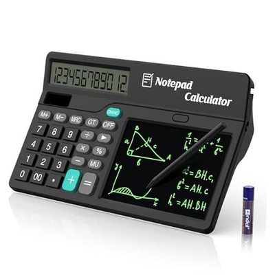 Calculator with Notepad and LCD Writing Tablet, 12 Digit Large Display Office 