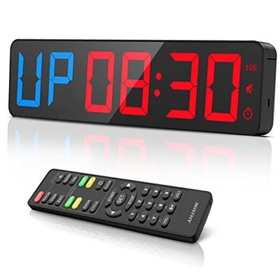 Gym Timer 15''Large LED Display Wall Clock | Gym Interval Workout | Blue + Red