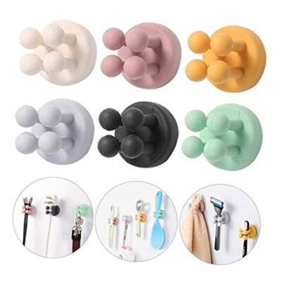  6 Pcs Silicone Toothbrush Holders - Multi-Function Hook Waterproof Multicolor