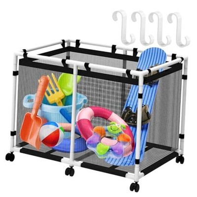 Pool Storage bin, Poolside Storage Basket, Pool Toy Storage, Mesh Organizer 