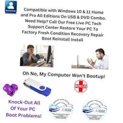 Compatible with Windows 10 & 11 Home and Pro 11 is on USB & DVD 10 is on DVD 