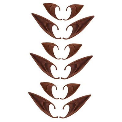  Renaissance 6 Pairs Brown Elf Ears - Short and Long E - Brown 6 Pairs Elf Ears