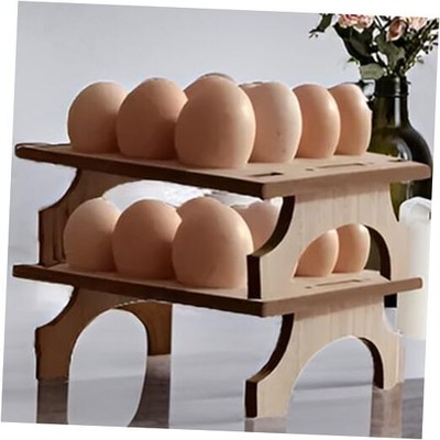 .Stackable Wooden Egg Holder Countertop Double Layer 10x9x1 inch wood tray 2pcs