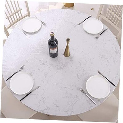 Round Vinyl Fitted Tablecloth Water For Up to 36''-44'' Inch Round Table Clear