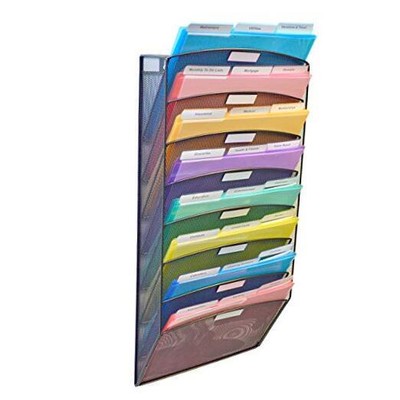  Mesh Wall File Organizer, 8 Tier Vertical Mount 8 Tier PLUS 18 PocketFiles